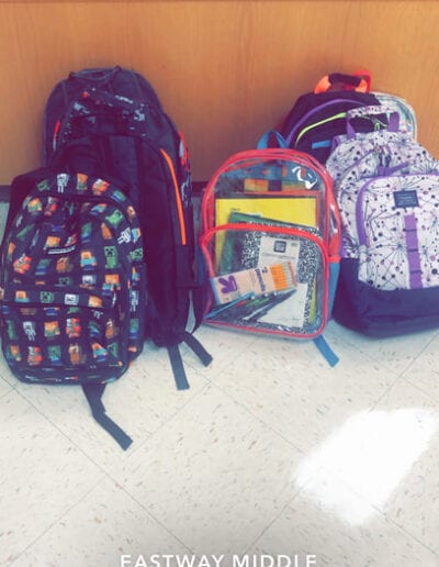 Book bags at Eastway middle school
