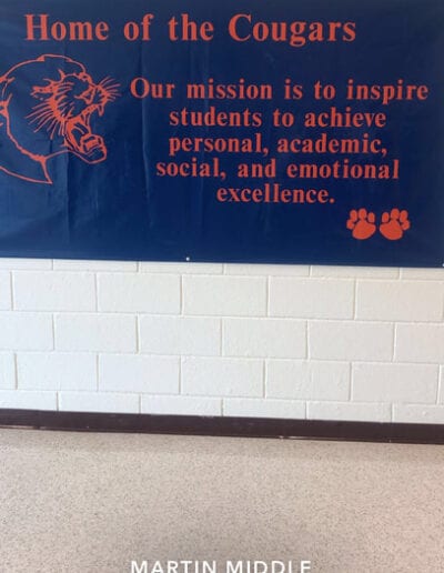 Martin Middle school banner in hallway