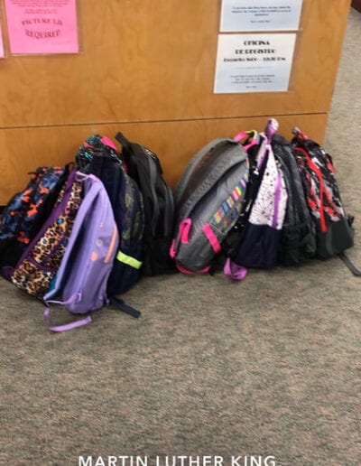 Book bags at Martin Luther King middle school