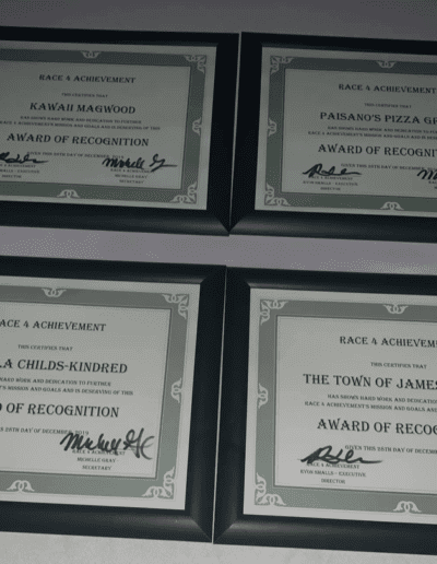 Four Race 4 Achievement awards of recognition