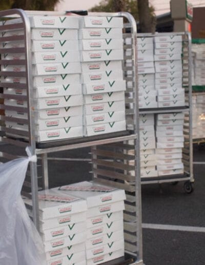 Stacks of Krispy Kreme donuts